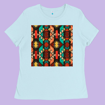 Native American Aztec Seamless Pattern Ladies Tee Designed By Bundleandbundleshop