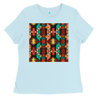 Baby Blue native american aztec seamless pattern Ladies Tee - BundleAndBundleShop