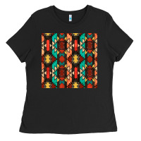 Black native american aztec seamless pattern Ladies Tee - BundleAndBundleShop