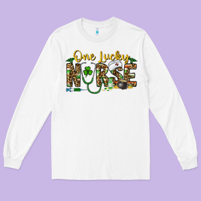 One Lucky Nurse Long Sleeve Tee Designed By Cowhidedigitalart