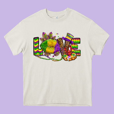 Love Lips Mardi Gras Heavy Core Tee Designed By Oliviacreatesart