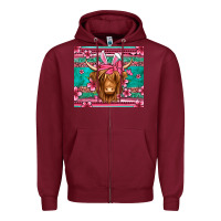 Burgundy easter longhaired cow Zipper Hoodie - Jasminsmagicworld