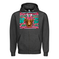 Charcoal Heather easter longhaired cow Zipper Hoodie - Jasminsmagicworld