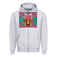 Heather Grey easter longhaired cow Zipper Hoodie - Jasminsmagicworld