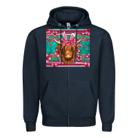 Navy easter longhaired cow Zipper Hoodie - Jasminsmagicworld