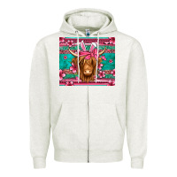 Oatmeal Heather easter longhaired cow Zipper Hoodie - Jasminsmagicworld