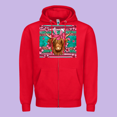 Easter Longhaired Cow Zipper Hoodie Designed By Jasminsmagicworld