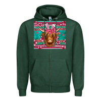 Sports Green easter longhaired cow Zipper Hoodie - Jasminsmagicworld