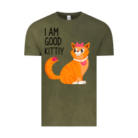Vintage Olive I Am Good Kittiy Vintage Tee - Bettercallsaul