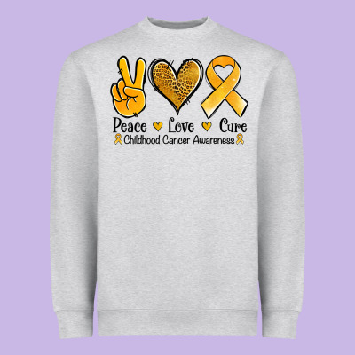 Peace Love Cure Childhood Cancer Heavyweight Sweatshirt Designed By Jasminsmagicworld