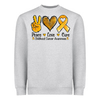 Heather Grey peace love cure childhood cancer Heavyweight Sweatshirt - Jasminsmagicworld