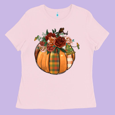 Floral Pumpkin Ladies Tee Designed By Bundleandbundleshop