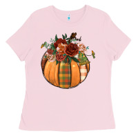 Bubblegum Pink floral pumpkin Ladies Tee - BundleAndBundleShop