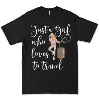 Black just a girl who loves to travel traveling women nomad t shirt Premium Tee - baoMotion