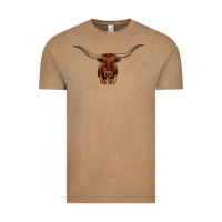 Vintage Coffee texas longhorn illustration Vintage Tee - CowhideDigitalArt
