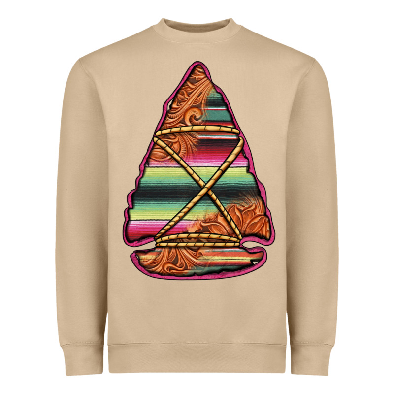 Serape Tooled Leather Arrowhead Heavyweight Sweatshirt by Jasminsmagicworld | Teevron