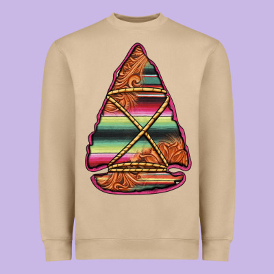 Serape Tooled Leather Arrowhead Heavyweight Sweatshirt Designed By Jasminsmagicworld