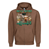 Chestnut dead inside but caffeinated skeleton coffee cups Zipper Hoodie - Jasminsmagicworld