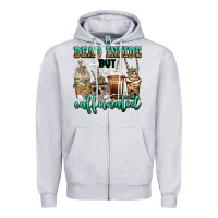 Heather Grey dead inside but caffeinated skeleton coffee cups Zipper Hoodie - Jasminsmagicworld