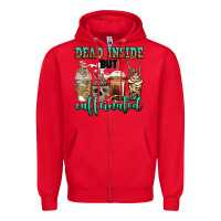 Red dead inside but caffeinated skeleton coffee cups Zipper Hoodie - Jasminsmagicworld