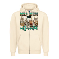 Sandshell dead inside but caffeinated skeleton coffee cups Zipper Hoodie - Jasminsmagicworld