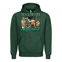 Sports Green dead inside but caffeinated skeleton coffee cups Zipper Hoodie - Jasminsmagicworld