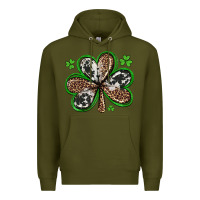 Army Green western st patricks day shamrocks Premium Hoodie - Artiststas