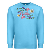 Ocean Blue Floral Daisy Mother Premium Sweatshirt - RanaPortraitStore