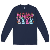 Navy easter day mama Long Sleeve Tee - CowhideDigitalArt