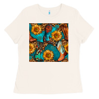 Bone western cowboy boot seamless pattern Ladies Tee - BundleAndBundleShop