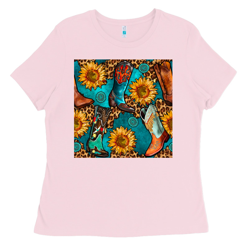 Western Cowboy Boot Seamless Pattern Ladies Tee by BundleAndBundleShop | Teevron