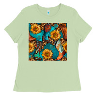 Matcha western cowboy boot seamless pattern Ladies Tee - BundleAndBundleShop