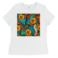 White western cowboy boot seamless pattern Ladies Tee - BundleAndBundleShop