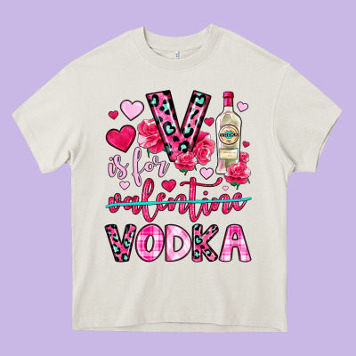 V Is For Vodka Heavy Core Tee Designed By Oliviacreatesart