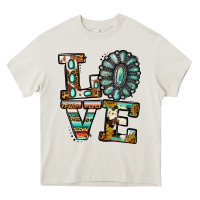 Cream turquoise serape love Heavy Core Tee - Jasminsmagicworld