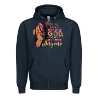 Navy She who kneels before god can stand before anyone Zipper Hoodie - RanaPortraitStore