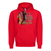 Red She who kneels before god can stand before anyone Zipper Hoodie - RanaPortraitStore