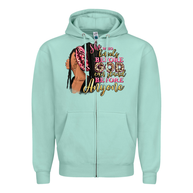 She Who Kneels Before God Can Stand Before Anyone Zipper Hoodie by RanaPortraitStore | Teevron