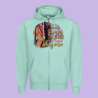 She Who Kneels Before God Can Stand Before Anyone Zipper Hoodie Designed By Ranaportraitstore