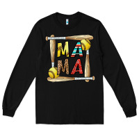 Black softball mama Long Sleeve Tee - CowhideDigitalArt