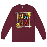 Burgundy softball mama Long Sleeve Tee - CowhideDigitalArt