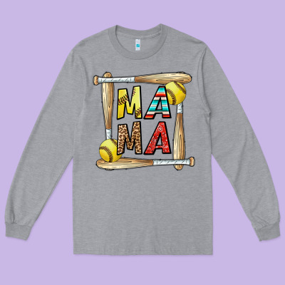 Softball Mama Long Sleeve Tee Designed By Cowhidedigitalart