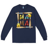 Navy softball mama Long Sleeve Tee - CowhideDigitalArt
