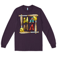 Plum softball mama Long Sleeve Tee - CowhideDigitalArt