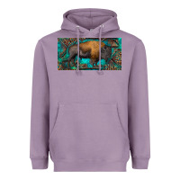 Lavender Bison with leopard and turquoise Heavyweight Hoodie - RanaPortraitStore
