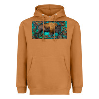 Meerkat Bison with leopard and turquoise Heavyweight Hoodie - RanaPortraitStore