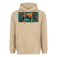 Mushroom Bison with leopard and turquoise Heavyweight Hoodie - RanaPortraitStore