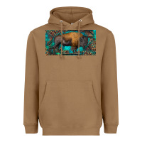 Bison With Leopard And Turquoise Heavyweight Hoodie | Teevron
