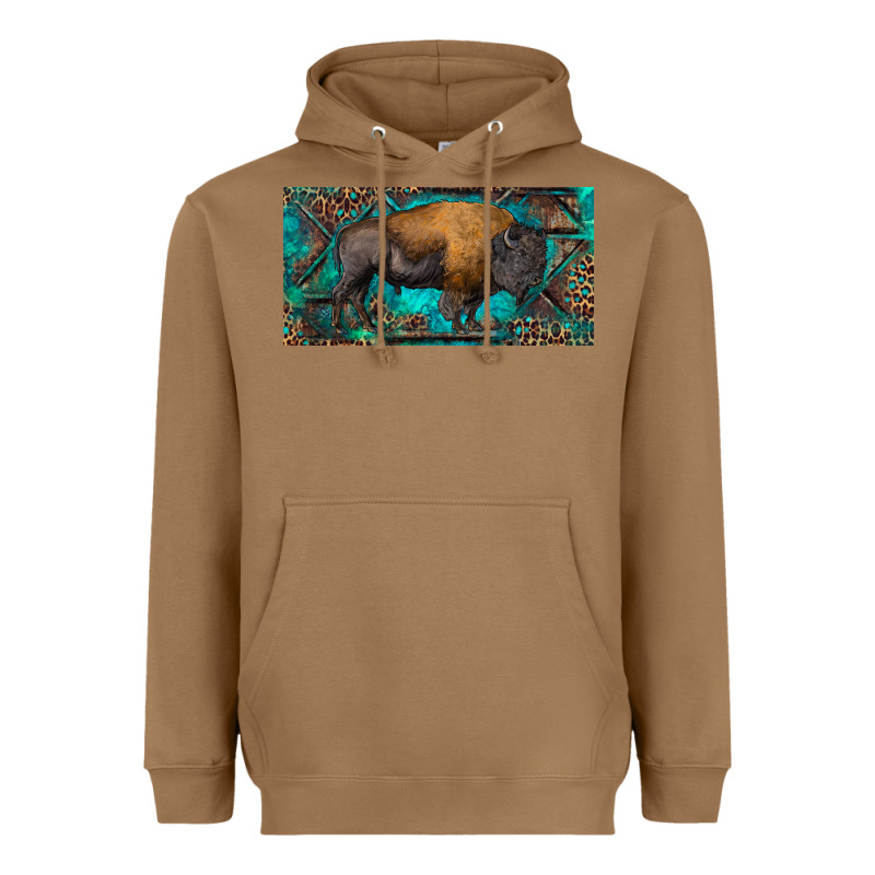Bison With Leopard And Turquoise Heavyweight Hoodie by RanaPortraitStore | Teevron