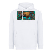 White Bison with leopard and turquoise Heavyweight Hoodie - RanaPortraitStore